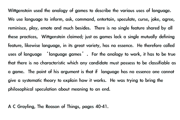Grayling text about Wittgenstein